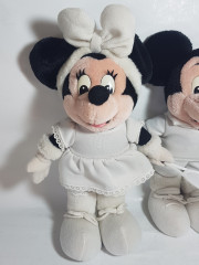 Игрушки мягкие винтажные Minney Maus & Mickey Maus с теннисной ракеткой в белом, 31 и 33 см, Германия, 1980-90гг.