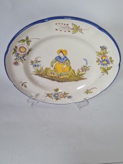 Sarreguemines Коллекционная керамическая тарелка, 24,5см, Франция 1920г.