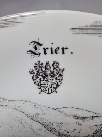 Altenkunststadt Декоративная квадратная тарелка в черно-белом цвете с изображением города Трир, 20 см, Германия, 1970-80гг.