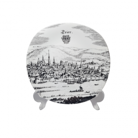 Altenkunststadt Декоративная квадратная тарелка в черно-белом цвете с изображением города Трир, 20 см, Германия, 1970-80гг.