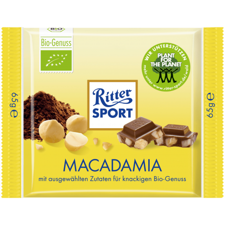 Ritter Sport Bio-Macadamia Молочный шоколад с орехами макадамии  65г