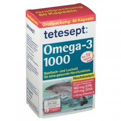tetesept Omega-3 Lachsol 1000 80st, Омега-3 морской рыбы, 80 шт