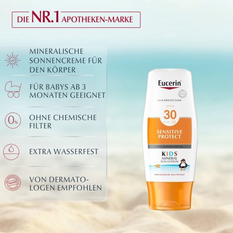 Eucerin Sensitive Protect Kids Mineral Sun Lotion LSF 30 Sensitive Protect Kids Минеральный солнцезащитный лосьон SPF 30