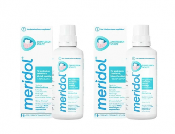 Meridol Mundspulung 400ml x 2stk, Набор Ополаскиватель для полости рта Meridol, антибактериальный, защита десен от воспаления и кровоточивости, Германи, 2 шт х 400 мл