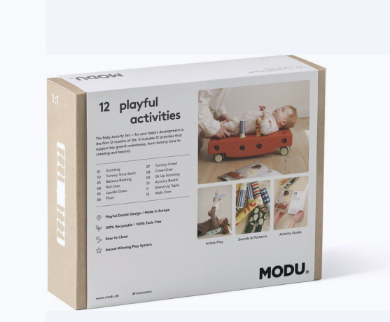 MODU Baby Activity Set 0-12months, 12 elements, Мягкий развивающий конструктор сенсорная игрушка для детей 0-1 год, 12 игровых активностей, безопасный EPP, мятный/темно-зелёный