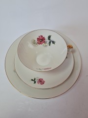  Чайное трио винтажное Z &amp; Co / Tirschenreuth Bavaria &quot;Бело-красные полевые цветы&quot;, фарфор, Германия, 1960-70гг.