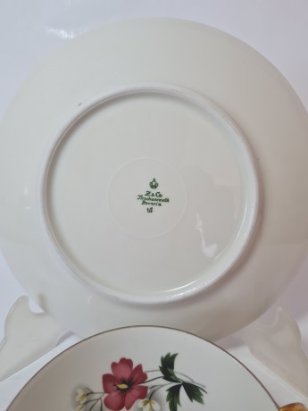  Чайное трио винтажное Z & Co / Tirschenreuth Bavaria "Бело-красные полевые цветы", фарфор, Германия, 1960-70гг.