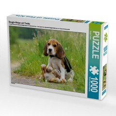 CALVENDO Puzzle CALVENDO Puzzle Beagle-Welpe mit Teddy Пазл CALVENDO Puzzle Щенок бигля с мишкой