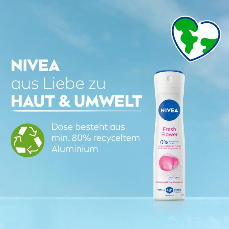 NIVEA Fresh Flower Deodorant Spray, 150 ml, Нивеа Дезодорант спрей, цветочный аромат, 0% алюминия, формула INFINIFRESH, 48ч защита, 150 мл