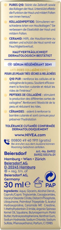 NIVEA Q10 Anti-Falten Kollagen Experte 3in1 Serum, 30 ml, Нивеа Сыворотка для лица 3 в 1, Q10, коллагеновые пептиды и церамиды, восстановление коллагена, 30 мл