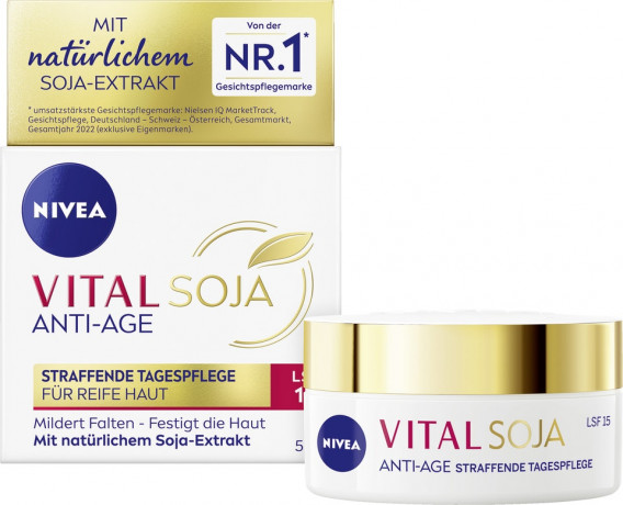 NIVEA VITAL Soja Anti-Age Straffende Tagespflege LSF 15, 50 ml, Нивеа Дневной крем для зрелой кожи подтягивающий, SPF 15, экстракт сои, 50 мл