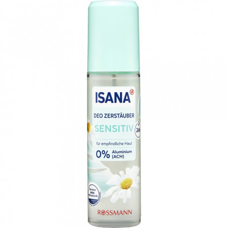 ISANA Deo Zerstauber sensitiv 75ml, Изана Дезодорант-распылитель для чувствительной кожи, 24ч защита, без газа, 75 мл