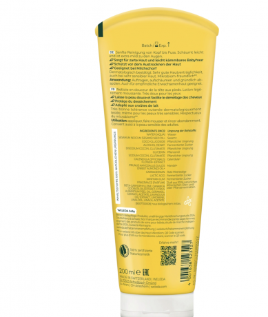 WELEDA baby Baby Waschlotion & Shampoo Calendula, 200 ml Детский гель для душа и шампунь с календулой, 200 мл