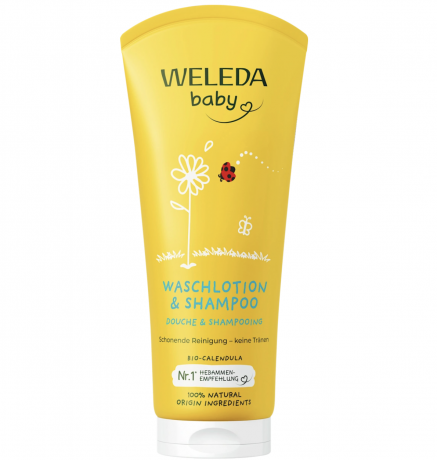 WELEDA baby Baby Waschlotion & Shampoo Calendula, 200 ml Детский гель для душа и шампунь с календулой, 200 мл