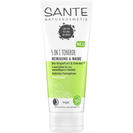 Sante 5in1 Tonerde Reinigung & Maske Bio-Grapefruit & EvermatTM Глиняное очищающее средство и маска 5 в 1 Органический грейпфрут и EvermatTM