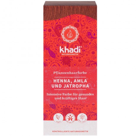 Khadi Naturkosmetik Pflanzenhaarfarben Henna. Amla & Jatropha 100g  Растительные краски для волос хна. Амла и ятрофа 100г