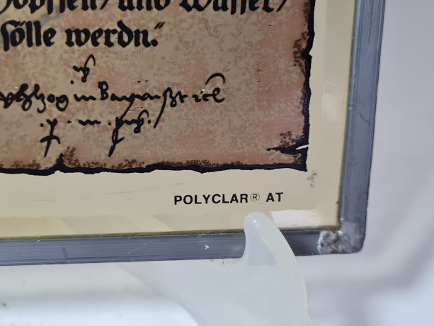 Панно винтажное Polyclar на цепочке "Молитва Храни Бог", оловянная рамка, 25,5 х 20 см, Германия, 1960-70гг.