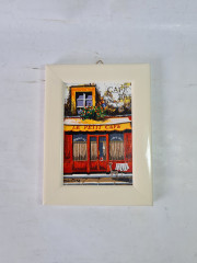 Картина винтажная ZODay &quot;Кафешка&quot;, в белой раме, 16,5 x 12,5 см, Германия, 1960-70гг.