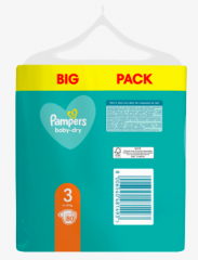 Pampers Windeln Baby Dry Gr. size 3, 6-10 kg, Big Pack 80 St, Памперс Подгузники Размер 3 Midi 6-10 kg, 80 шт