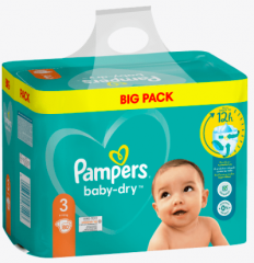 Pampers Windeln Baby Dry Gr. size 3, 6-10 kg, Big Pack 80 St, Памперс Подгузники Размер 3 Midi 6-10 kg, 80 шт