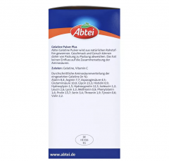 Abtei Gelatine Pulver + Vitamin C (40 Portionen), 400 g, Желатиновый порошок + витамин С (40 порций), 400 г