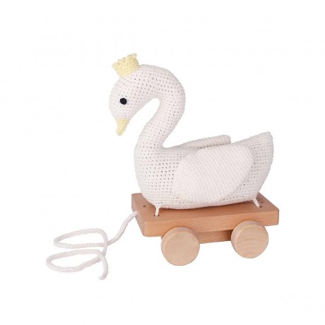SindiBaba® Nachziehspielzeug Schwan BIANCA gehakelt mit Rassel Игрушка лебедь БЬЯНКА вязаная крючком с погремушкой