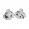 Подсвечник винтажный Royal Grafton, Fine Bone China England, коллекция Violets, декор в виде фиолетовых цветков, фарфор, 2 шт., 9 см, Англия, 1960-70гг.