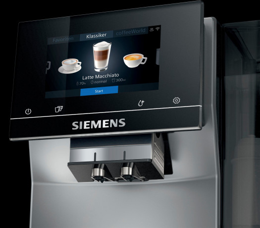 SIEMENS SIEMENS Kaffeevollautomat EQ.700 Inox silber metallic TP705D47, Full-Touch-Display, bis 10 Profile speicherbar, Milchsystem-Reinigung Полностью автоматическая кофемашина SIEMENS EQ.700 Inox Silver Metallic TP705D47, сенсорный дисплей, возможность