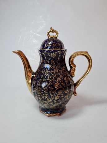 Echt Kobalt Кофейный сервиз кобальтовый "Золото на синем" с 24K позолотой на 6 персон (14 предметов), Германия, 1960-70гг.