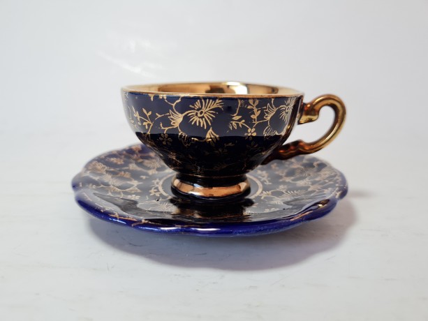 Echt Kobalt Кофейный сервиз кобальтовый "Золото на синем" с 24K позолотой на 6 персон (14 предметов), Германия, 1960-70гг.