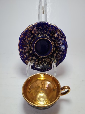 Echt Kobalt Кофейный сервиз кобальтовый "Золото на синем" с 24K позолотой на 6 персон (14 предметов), Германия, 1960-70гг.