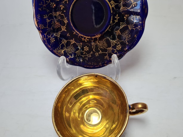Echt Kobalt Кофейный сервиз кобальтовый "Золото на синем" с 24K позолотой на 6 персон (14 предметов), Германия, 1960-70гг.