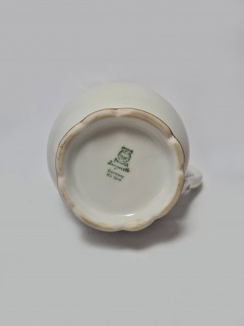 Молочник винтажный фарфоровый PMR Jaeger&Co Bavaria, белый с золотым ободком, 10,5 x 13 см, Германия, 1960-70гг.