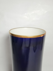 Ваза винтажная Jaeger&amp;Co PMR Bavaria, темно-синяя с золотистым орнаментом, фарфор, 25 см, Германия, 1960-70гг.