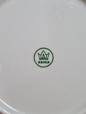 Тарелка винтажная Kahla с золотым ободком, фарфор, 3 шт., 19 см, Германия, 1970-80гг.