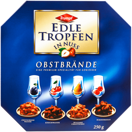Trumpf Edle Tropfen in Nuss Obstbrand Пралине с молочным шоколадом, глазурью и жареным фундуком 250г