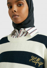 Tommy Hilfiger STRIPE BOXY Jumper light h stp desert sky ecru STRIPE BOX джемперы свет h stp пустыня небо экрю