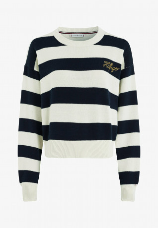 Tommy Hilfiger STRIPE BOXY Jumper light h stp desert sky ecru STRIPE BOX джемперы свет h stp пустыня небо экрю