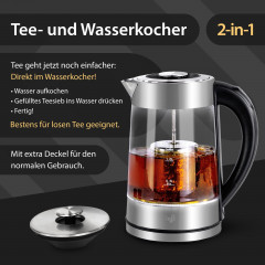 Impolio Impolio Wasser-/Teekocher Glas Wasserkocher mitTemp.-Einstellung, Teesieb  TUV Sud GS-Zert., 2200 W  Стеклянный чайник для воды/чая Impolio с регулировкой температуры, ситечко для чая, сертификат TUV Sud GS, 2200 Вт
