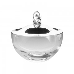 Robbe &amp; Berking Robbe &amp; Berking Tafelgerate 925 Sterling Silber Schale aus Kristallglas mit Silberdeckel und Silberbeschlag d: 14 cm Robbe &amp;amp; Berking tableware Чаша из хрусталя из стерлингового серебра 925 пробы с серебряной крышкой и серебряной фурнит