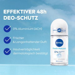 NIVEA Fresh Natural Deo Roll-On, 50 ml, Нивеа Дезодорант ролик, морские экстракты, 0% алюминия, формула INFINIFRESH, 48ч защита, 50 мл