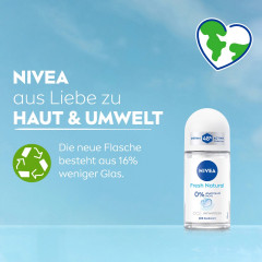 NIVEA Fresh Natural Deo Roll-On, 50 ml, Нивеа Дезодорант ролик, морские экстракты, 0% алюминия, формула INFINIFRESH, 48ч защита, 50 мл