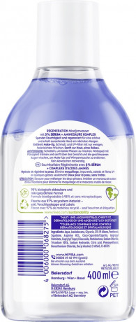 NIVEA Regenerierendes Mizellenwasser + 5% Serum, 400 ml, Нивеа Мицеллярная вода с 5% сывороткой, пантенол и сквалан, для усталой и чувствительной кожи, 400 мл