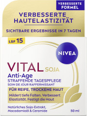 NIVEA VITAL Soja Anti-Age Straffende Tagespflege LSF 15, 50 ml, Нивеа Дневной крем для зрелой кожи подтягивающий, SPF 15, экстракт сои, церамиды, 50 мл