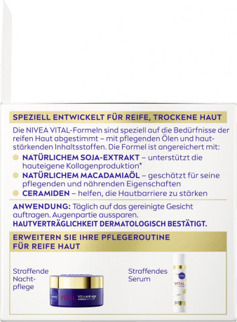 NIVEA VITAL Soja Anti-Age Straffende Tagespflege LSF 15, 50 ml, Нивеа Дневной крем для зрелой кожи подтягивающий, SPF 15, экстракт сои, церамиды, 50 мл