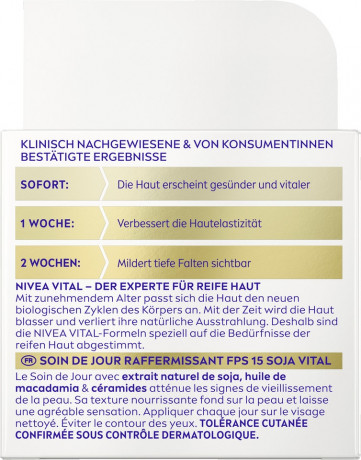 NIVEA VITAL Soja Anti-Age Straffende Tagespflege LSF 15, 50 ml, Нивеа Дневной крем для зрелой кожи подтягивающий, SPF 15, экстракт сои, церамиды, 50 мл
