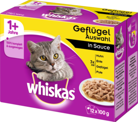 Whiskas Корм для кошек Whiskas Nass1+ Домашняя птица MP, 1200 г