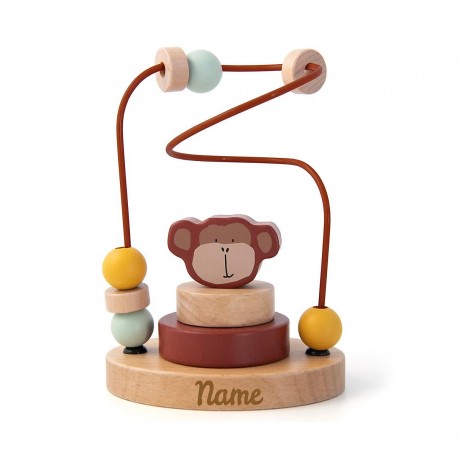 elefantasie Motorikschleife Holz Affe mit Namen personalisiert graviert Петля двигательных навыков