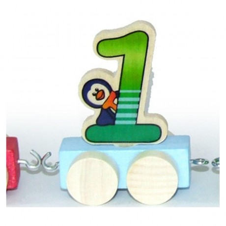 Holzdekoration Zahlenzug Ziffer 1 Деревянное украшение номер поезда цифра 1