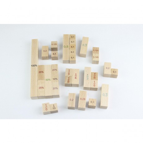 Lernspielzeug Bruch -und Prozentrechner Lange im Tableau aus Holz Обучающая игрушка Калькулятор дробей и процентов Лонг в деревянной доске
